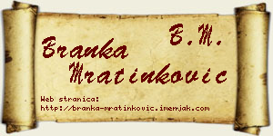 Branka Mratinković vizit kartica